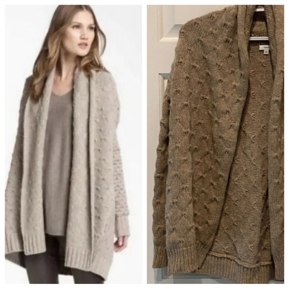 Vince Yak Wool Blend Cardigan Sweater Tan 16763